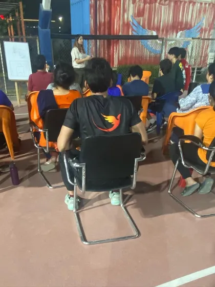 Another view of the workshop with Dr. Kavita Goel. Our players are learning about the difference between workout pain and injury pain.