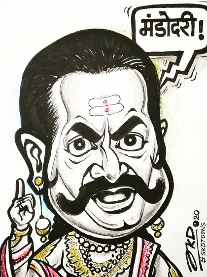 When Ramayan was being re-telecast, I drew this caricature of Arvind Trivedi as Ravan on the day of Ravan Vadh. A tribute to a truly memorable performance.