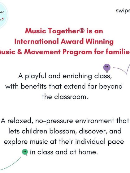 Music Together is an internationally recognized, award-winning music and movement program for families. I am proud to bring this playful, enriching, and research-based curriculum to our community.