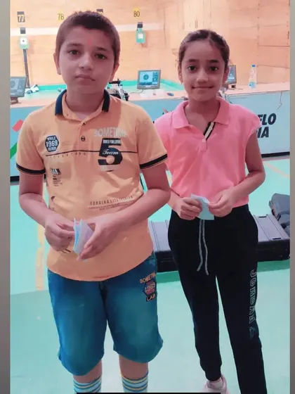 Our young champs, Krish and Bhavya, after a great practice session where they scored 393/400 and 390/400 respectively.