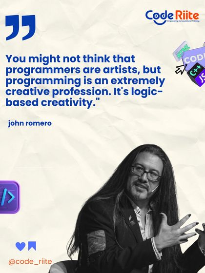 John Romero said, "Programming is an extremely creative profession. It's logic-based creativity." I show kids that coding is an art form where they can turn structured thinking and problem-solving into their own unique creations.