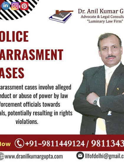 If you are facing police harassment, it is a serious violation of your rights. Our firm provides robust legal services to address misconduct by law enforcement officials and ensure that your rights are upheld and protected under the law.