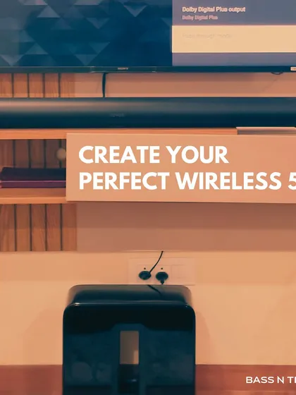 Creating your perfect wireless 5.1 surround sound system is easier than ever. This Sonos setup with a soundbar and wireless subwoofer offers immersive home theatre audio without the hassle of running cables.