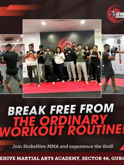 Break free from the ordinary workout routine. This graphic collage shows the variety and excitement of training at StrikeHive.