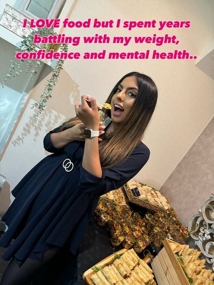 I love food, but I spent years battling my weight and mental health. This photo shows me enjoying food without guilt, a freedom I fought hard for.