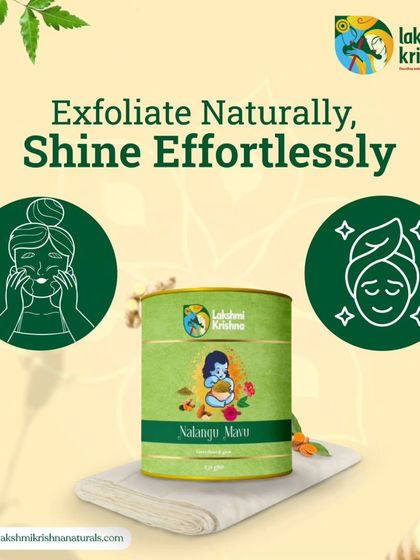 Exfoliate naturally and shine effortlessly with our Nalangu Maavu. The gentle, coarse texture removes dead skin cells, revealing a brighter and smoother complexion.