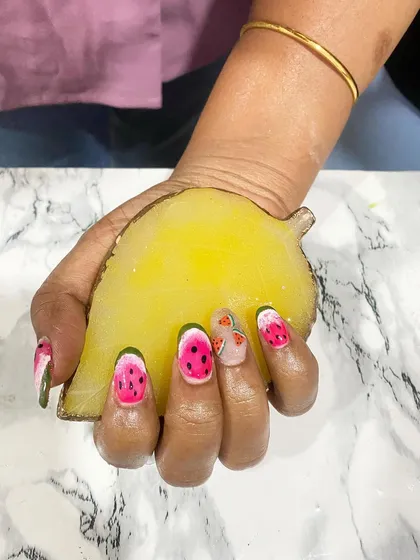 A fun and fruity summer design with hand-painted watermelons.