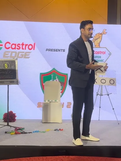 On stage for my 7th show with Castrol. Building long-term relationships with clients is a core part of my work.