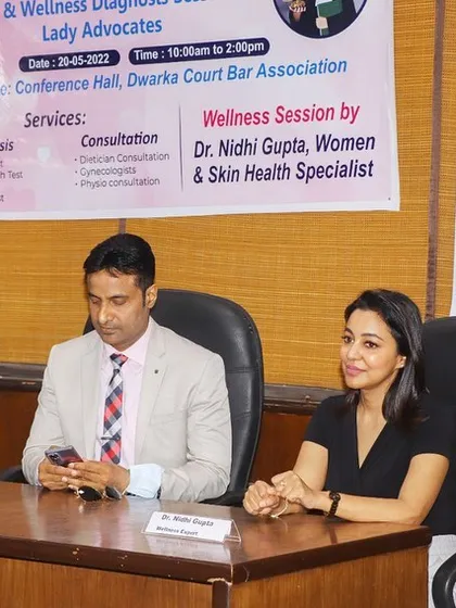 Speaking at the "Star Healthy India Mission" event. Sharing knowledge about preventive health and skincare is a core part of my practice.