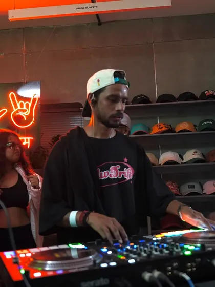 In the zone at the first Slw Drift party. Focused on the music and creating the right vibe for everyone who came out to support.