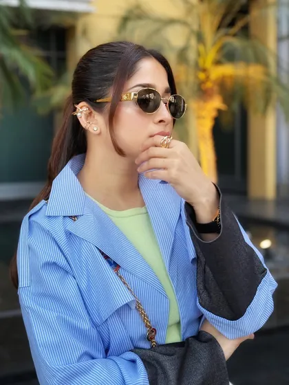 A close-up of my "ear candy" and sunglasses from my Dubai trip. Accessories are key to personalizing any look.