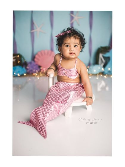 A beautiful, wide-angle shot of the mermaid-themed setup, showing all the lovely details that bring this underwater world to life.