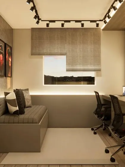 This room features a comfortable daybed for lounging, making it a versatile space for study, work, or relaxation.