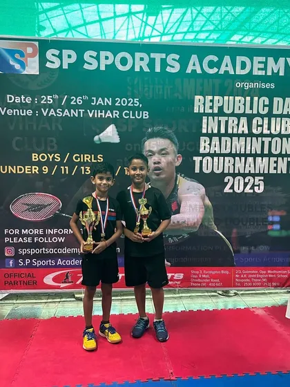 Hard work pays off! We love celebrating the success of our students. Here are two of our young champions from the Republic Day Intra-Club Tournament, showcasing their well-earned trophies.