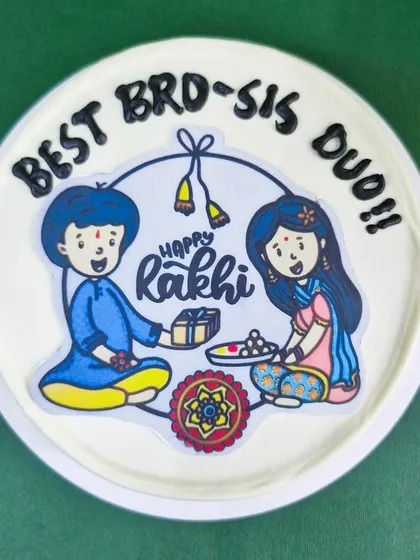 This custom Rakhi cake design celebrates the traditional bond between brother and sister, making it a sweet and meaningful gift.