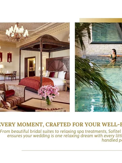Every moment is crafted for well-being. At destination weddings like this one at Sofitel Bahrain, we ensure every detail, from the bridal suites to the spa treatments, contributes to a relaxing and luxurious experience.