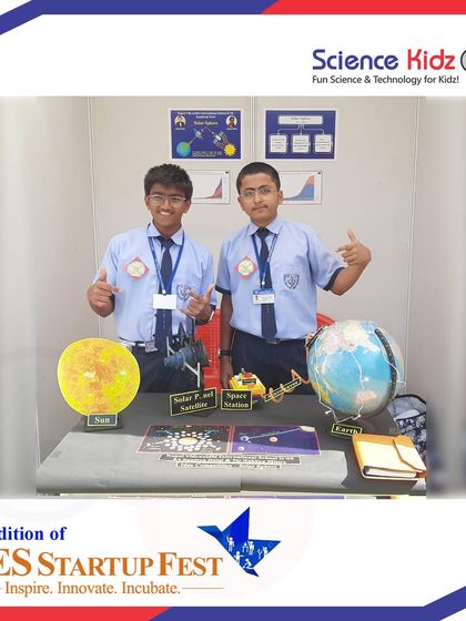 Our students Saumya and Nabhya presenting their "Solar Sphere" project at the 7th Edition of the NES Startup Fest. Their project proposed an innovative way to harness solar energy in space.