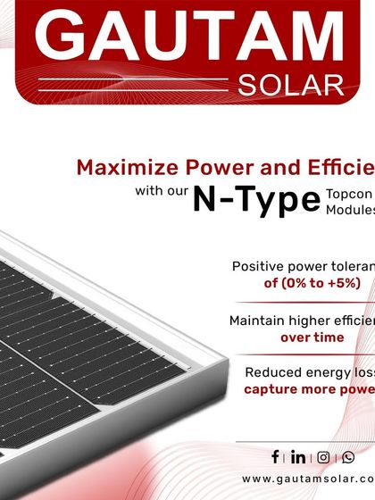 Our technically advanced N-Type TOPCon modules offer a positive power tolerance of 0% to +5%. This ensures you receive extra performance beyond the rated power, maximizing energy capture and maintaining higher efficiency over time.