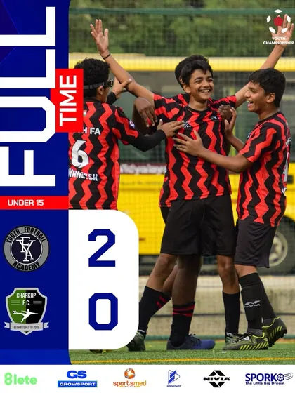 A 2-0 victory for our Under 15 team in the Youth Championship. This result reflects their strong defensive organization and effective counter-attacks.