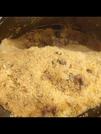 Another view inside the degh, showing the sheer quantity of biryani I can prepare for a single event.