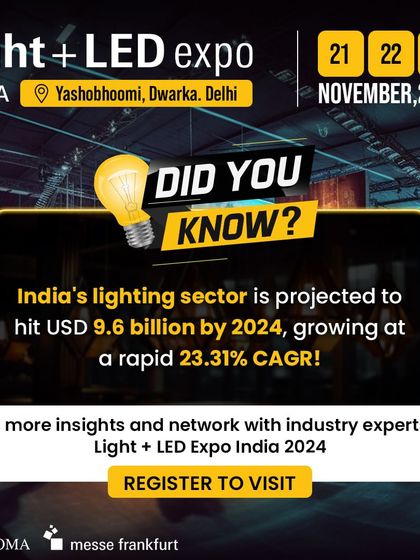 Did you know India's lighting sector is projected to hit USD 9.6 billion by 2024? We share key industry insights like this to highlight the immense growth and opportunity that you can tap into by attending our expo.