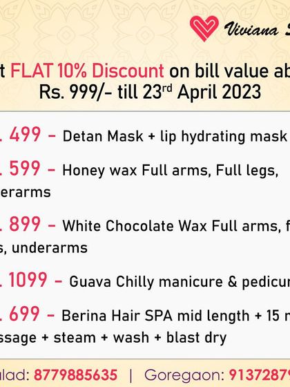 More festive offers for my clients. Enjoy discounts on services like De-tan masks, honey and white chocolate waxing, manicures and pedicures, and the Berina Hair SPA.