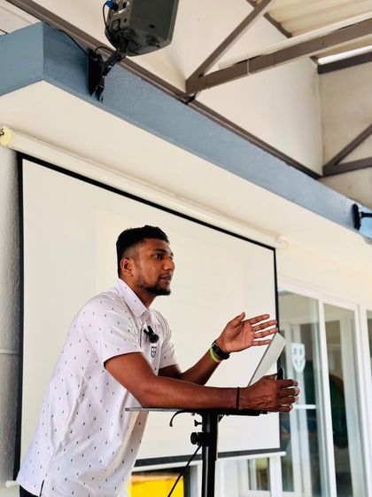 Strength and Conditioning Expert Bharani leads with energy and sweat. He is right there with the students, demonstrating, motivating, and pushing them through every rep.