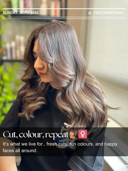 Cut, color, repeat. This look from our Sunday Scoop features fresh color with face-framing highlights and a bouncy blowout.