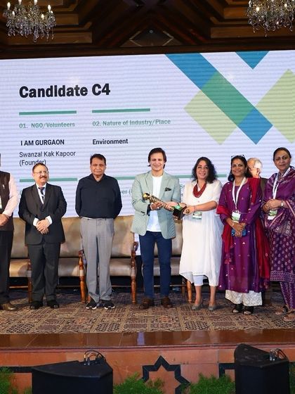 Our team on stage receiving the Prithvi Award 2024 at the Global ESG Conference. This award belongs to every single person who has supported our mission.