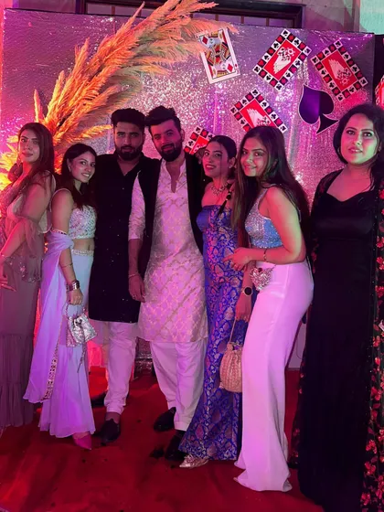 A group picture with friends on Diwali.