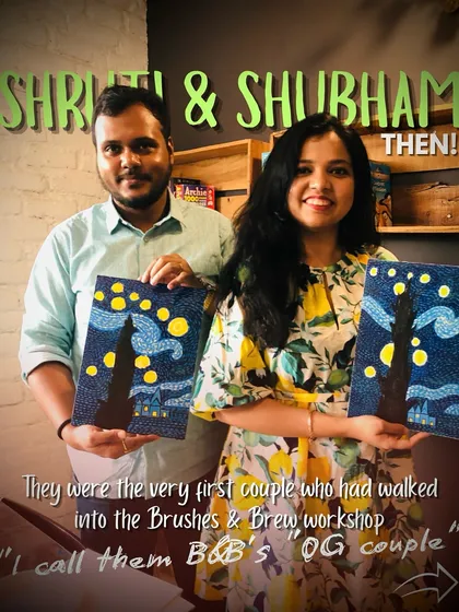 A throwback to Shruti and Shubham's first-ever workshop with us, painting a starry night. These stories are what bond us for life.