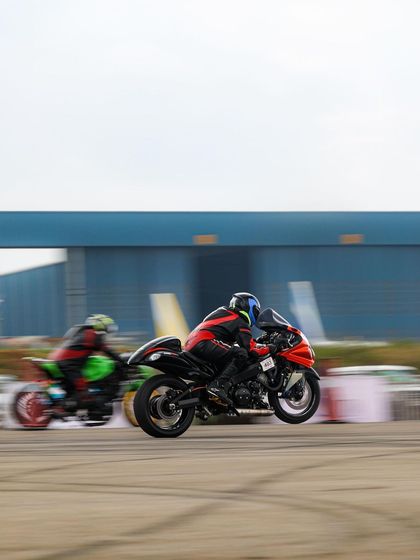 Another shot of two superbikes launching simultaneously. The skill to control this much power is what separates the champions from the contenders.