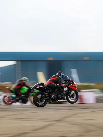 Another shot of two superbikes launching simultaneously. The skill to control this much power is what separates the champions from the contenders.
