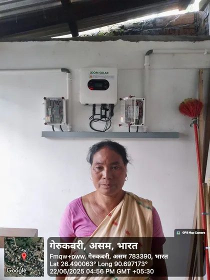 A proud homeowner in Gerukabari, Assam, with her new 3kW ongrid solar system. We are thrilled to bring clean, affordable energy to more families, helping them save money and secure their power supply.