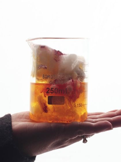 What do my magical organic concoctions look like before they become your favorite products? This beaker holds the pure, natural ingredients that go into my handmade creations.