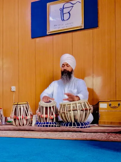 Another view of my Guru, Ustad Joginder Singh Ji, immersed in his music. His dedication shows the path for all his students.