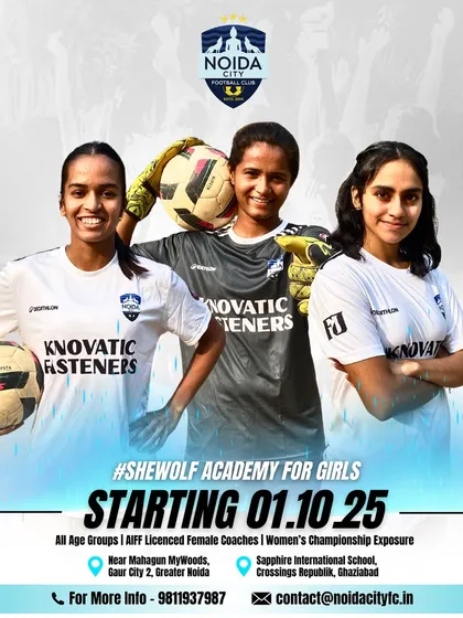 Our #SheWolf Academy is now open for girls of all age groups. We provide training under licensed female coaches and direct exposure to the Women's Championship, creating a clear pathway for female footballers in Noida and Ghaziabad.