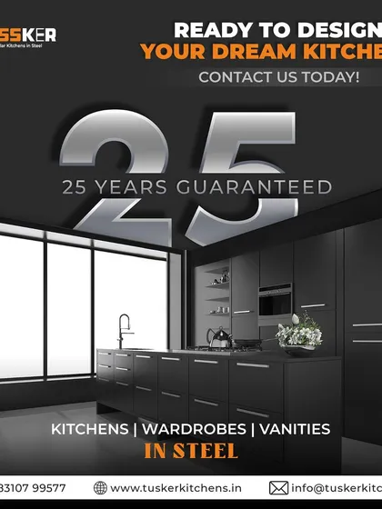 Are you ready to design your dream kitchen? This striking all-black modular kitchen demonstrates the bold, modern aesthetic we can achieve. With our 25-year guarantee, you can invest in a space that is not only beautiful but also built to last a lifetime.