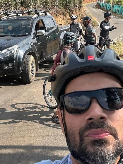 A selfie from the road! Our lead guides and support crew are always with you, ensuring a safe, fun, and well-organized tour from start to finish.