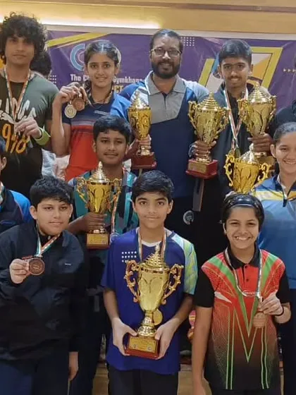 A fantastic showing from our players at the 3 Star District Chembur Gym Tournament. This group photo captures the joy and success after winning medals across multiple age categories.