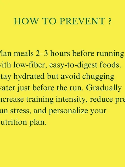 How can you prevent it? Plan low-fiber meals 2-3 hours before running, hydrate smartly, and gradually increase training intensity.