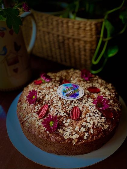 Another look at my fragrant apple and strawberry whole wheat cake, a perfect healthy treat for any occasion.