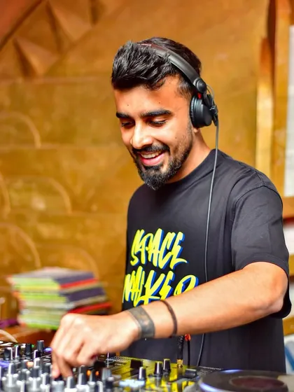 A happy moment behind the decks at Secret Story. I'm always smiling when I'm playing music for a great crowd.