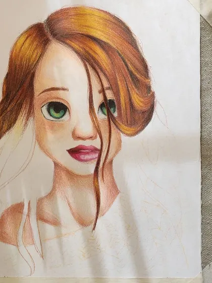 The second WIP of the cute girl, with her hair now fully rendered.