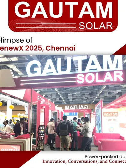 A wide shot of our bustling booth at RenewX 2025 in Chennai. We are grateful to everyone who visited and made this event a success, energizing us to continue powering India's solar future.