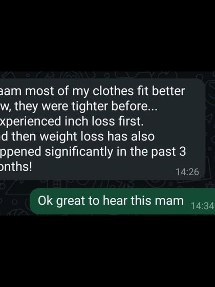 "Most of my clothes fit better now." A student shares her feedback on experiencing significant inch loss first, followed by weight loss over three months of practice.