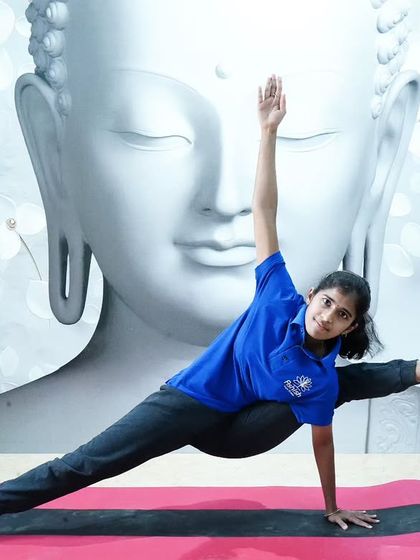 A variation of Vasisthasana (Side Plank Pose) with a leg extension, challenging core strength and balance.