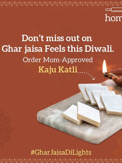 Don't miss out on that warm, festive feeling this Diwali. My mom-approved Kaju Katli is here to bring you the authentic taste and 'DiLights' of home.
