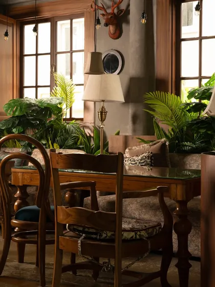 In a world of fleeting trends, Echoes is designed to feel timeless. This corner, with its aged wood, patterned cushions, and vintage lamps, evokes a slow, soulful rhythm inspired by the enduring charm of Himalayan cafés.