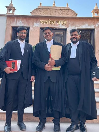 Outside the Jaipur bench of the Rajasthan High Court after securing a favorable interim order for our clients. This was a classic David vs. Goliath battle where we argued against the Advocate General of the State for nearly an hour.